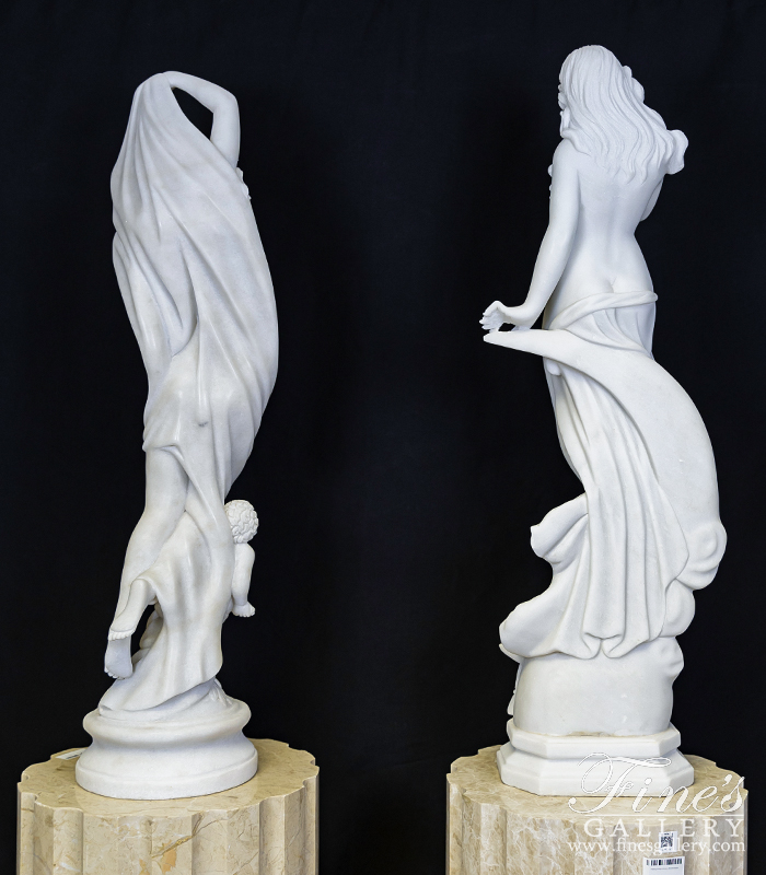Marble Statues  - A Pair Of Statues In Polished Statuary Marble - MS-1560